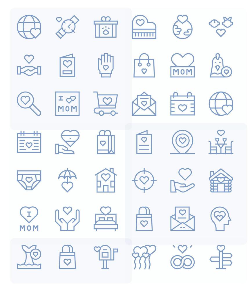 Affection Scalable Set featuring 42 Pixel Aligned Regular Line 256x256 Icons vector