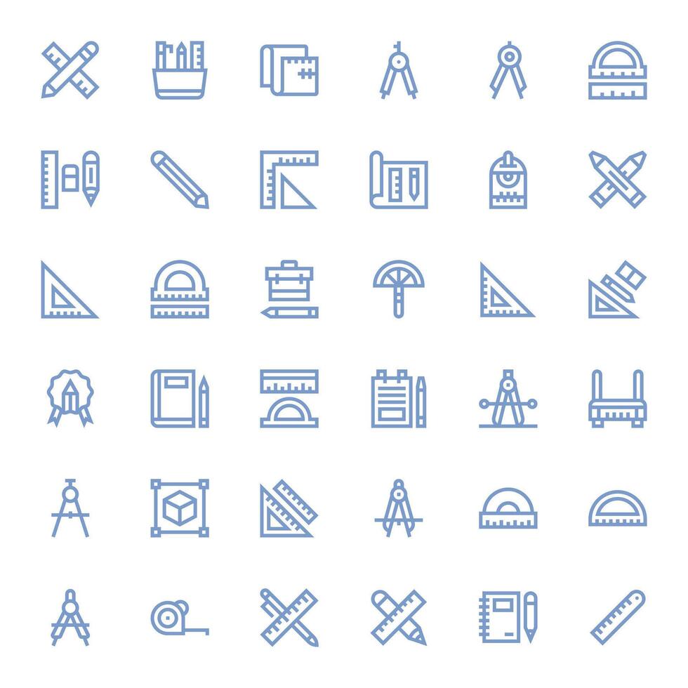 36 Icons for Drafting optimized in Editable 256x256 Bold Line resolution vector