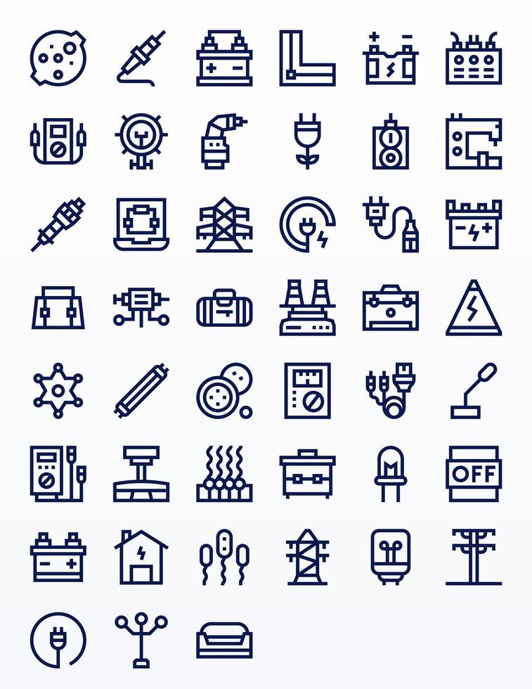 Electrical Exclusive Set featuring 45 Bold Line Pixel Optimized High Resolution Icons vector