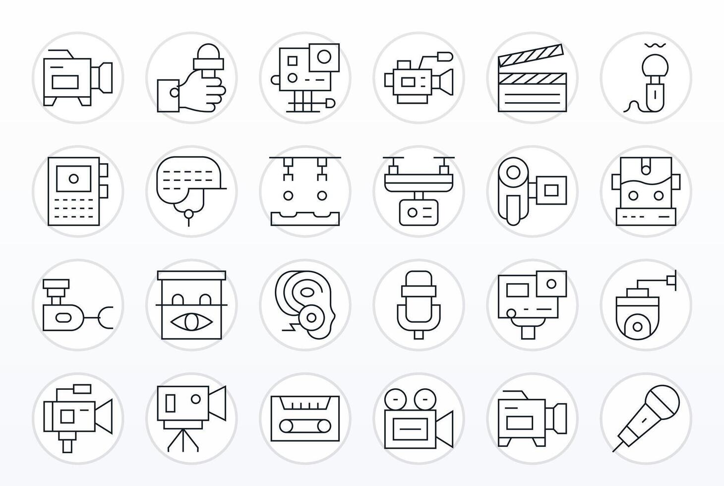 24 Thin Line Pixel Aligned Retina Ready Icons from Recording Device Suite vector