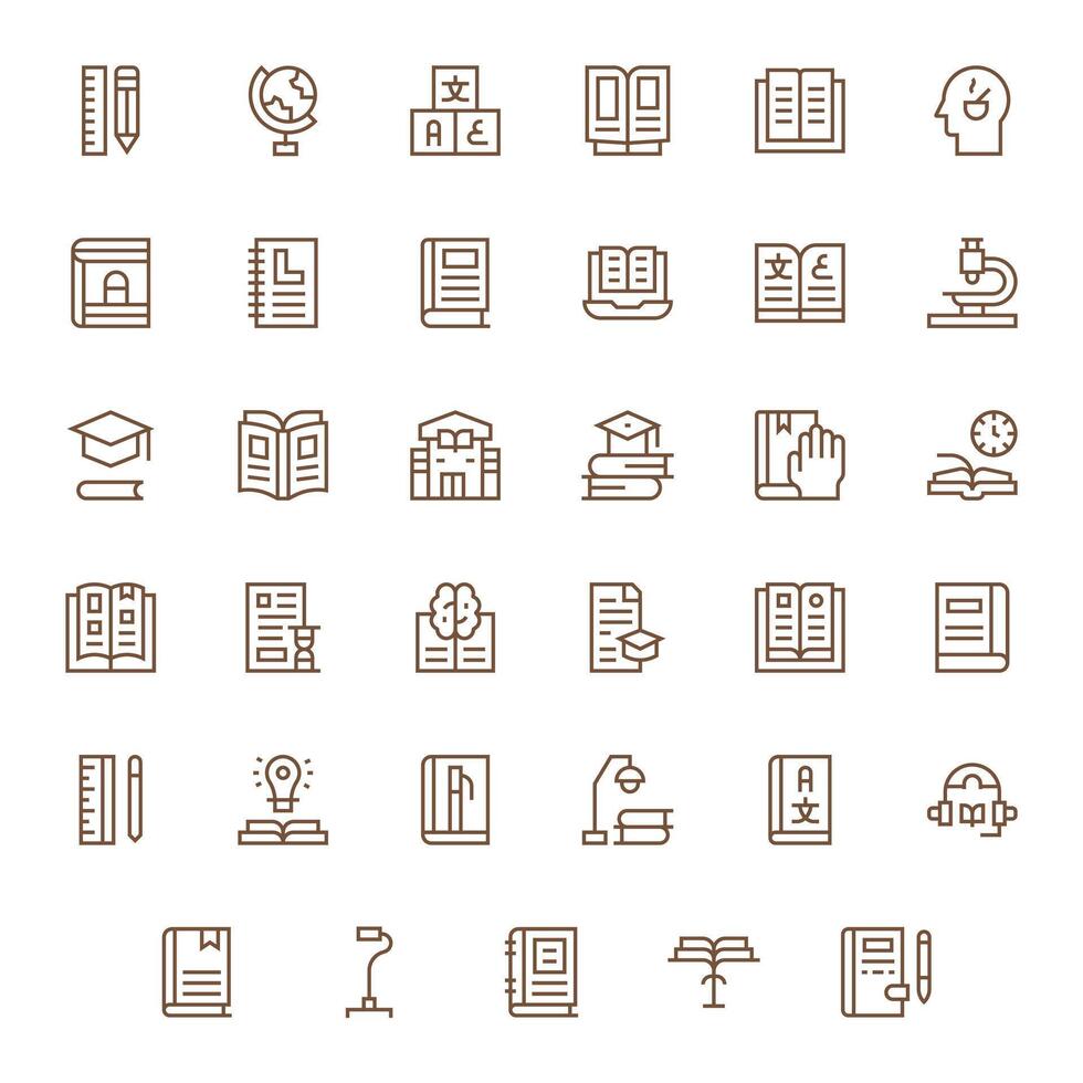 35 High Resolution Regular Line Icons optimized for Study Detail Enhanced display vector