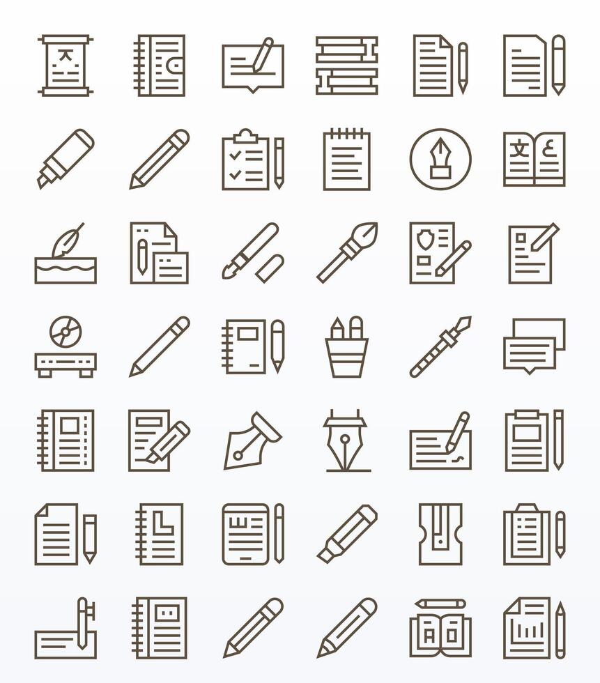42 Regular Line Icons from Writing in Retina Ready Pixel Optimized Quality vector
