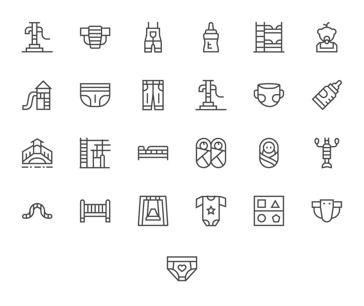 25 Regular Line Icons designed for Toddler in 128x128 Pixel Optimized format vector
