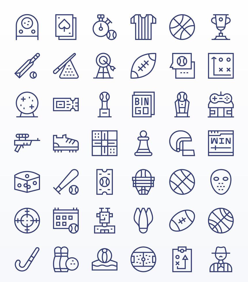Game 128x128 Icon Pack with 42 Regular Line Pixel Optimized Elements vector