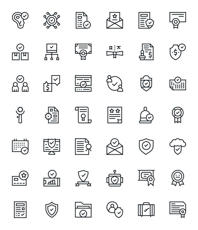 42 Regular Line Icons designed for Validated in Retina Ready Editable format vector
