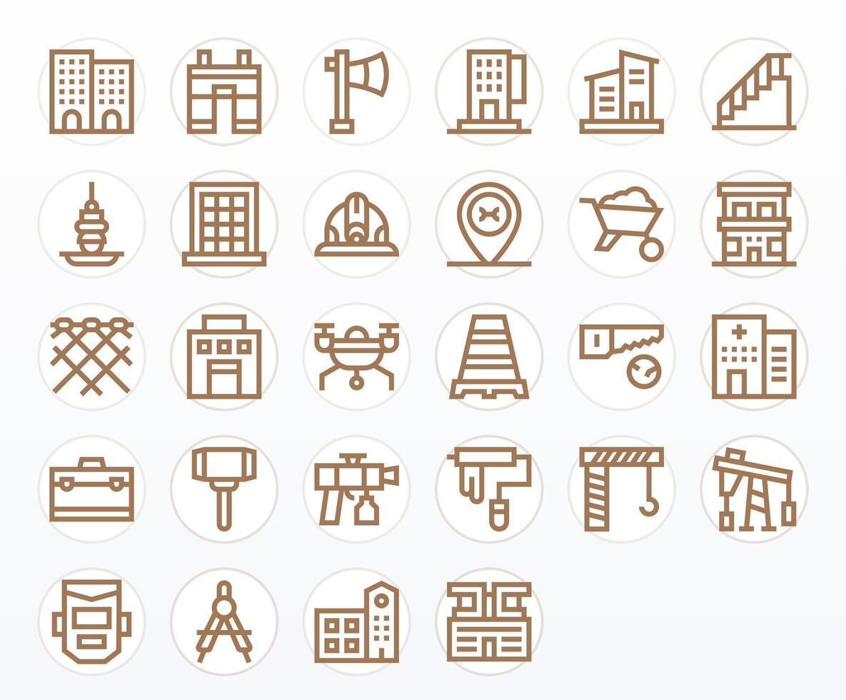 Construction Icon Toolkit featuring 28 Display Perfect High Resolution Bold Line elements vector