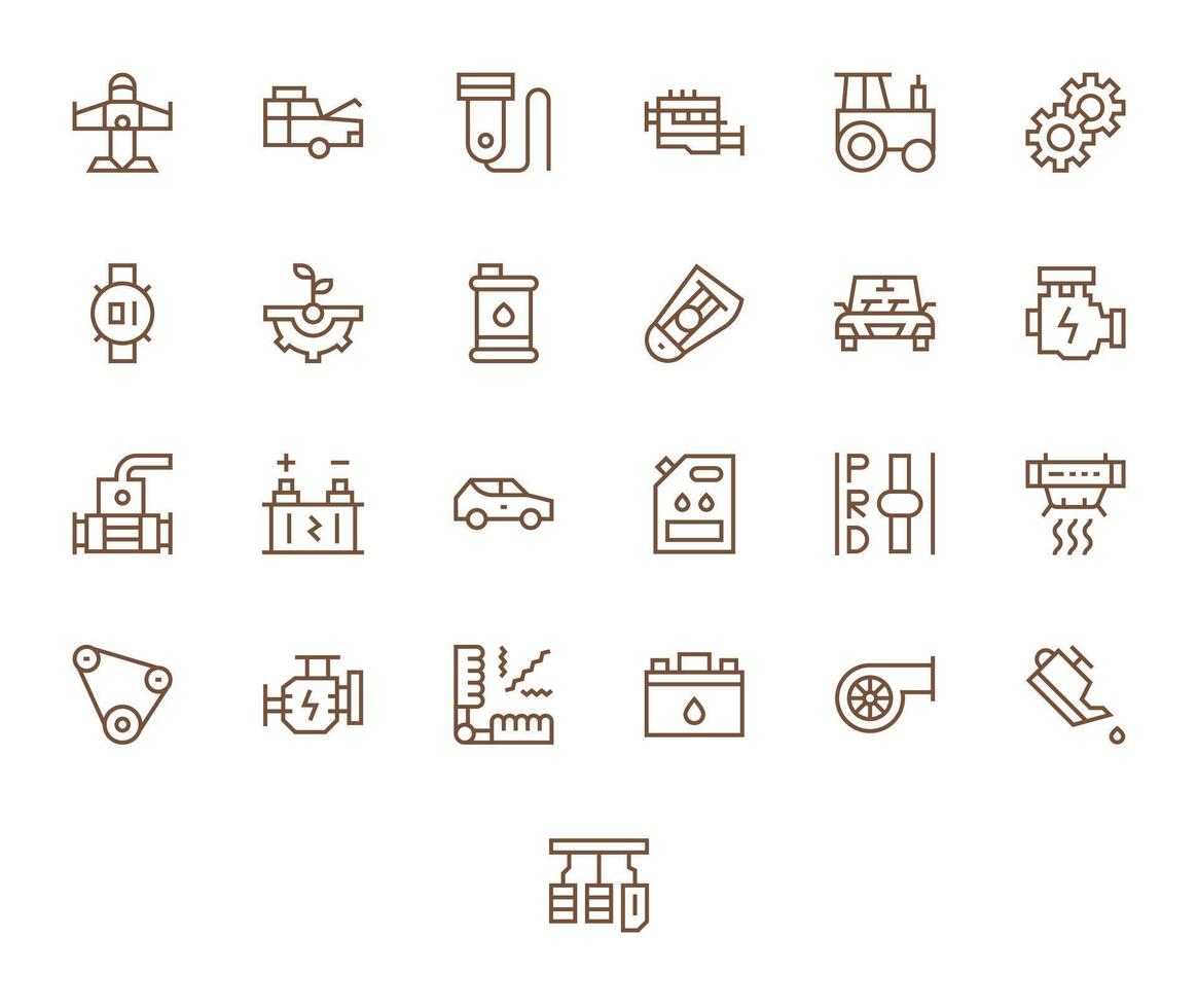25 PIXEL Perfect Regular Line Icons from Engine Collection vector