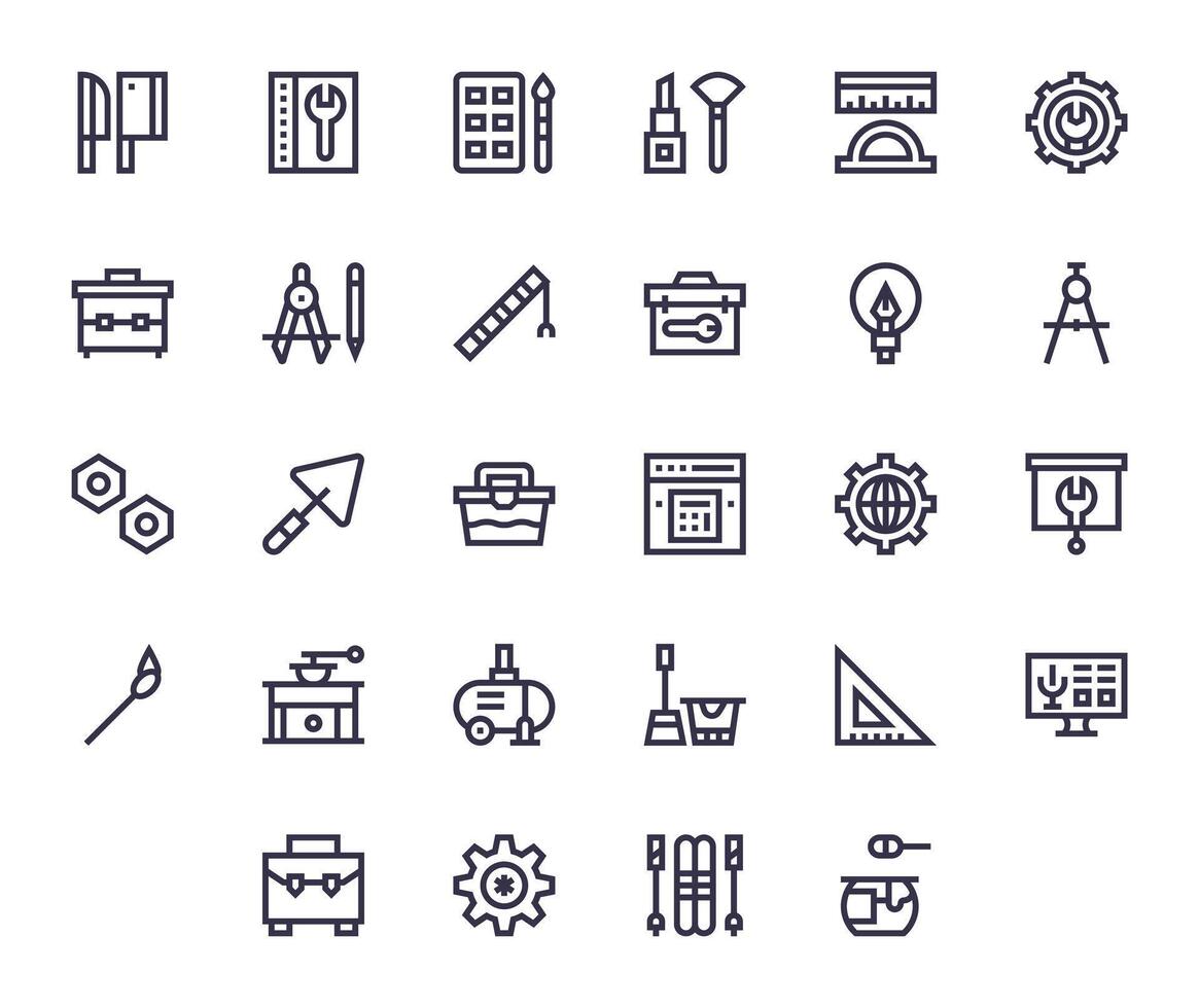 28 Icons for Tools featuring 128x128 Editable Bold Line Graphics vector