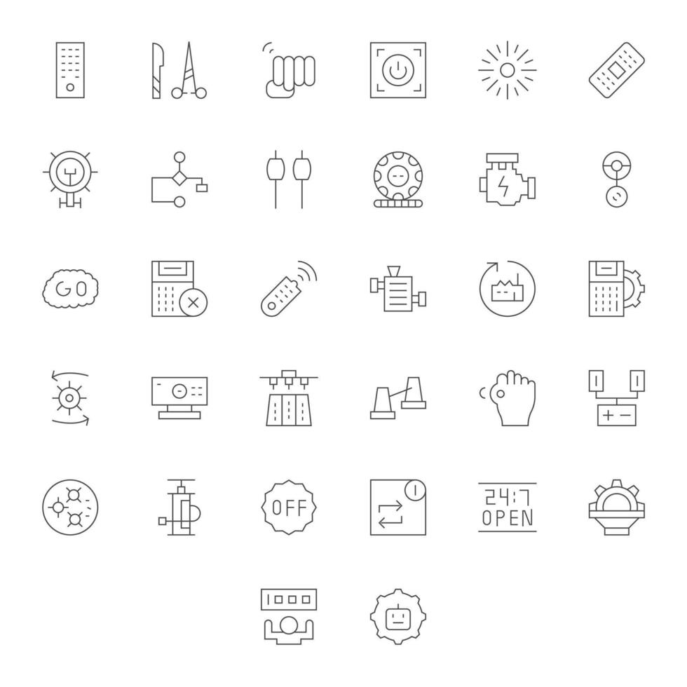 Operation Icon Arsenal with 32 High Resolution Thin Line Pixel Aligned designs vector