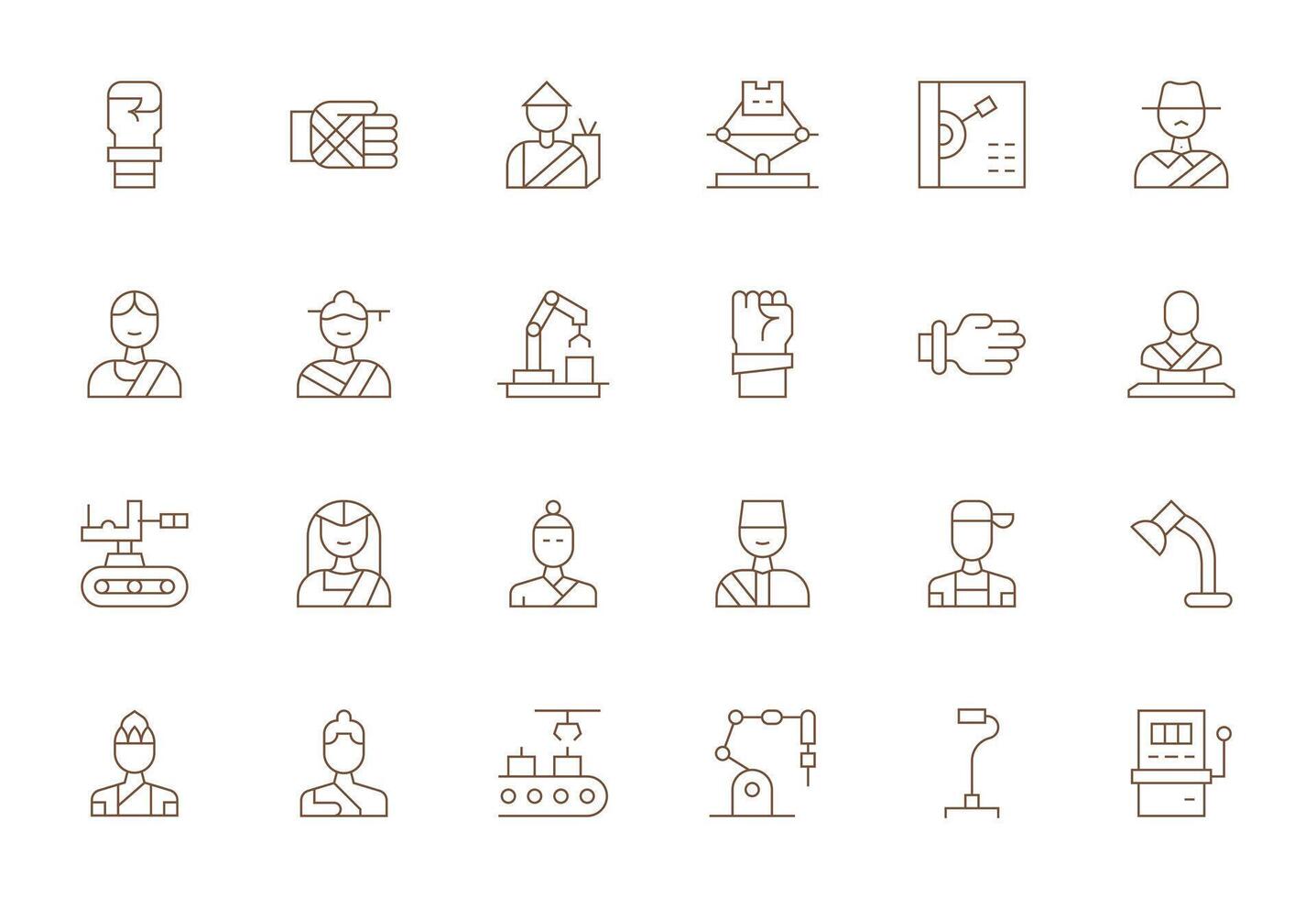 24 256x256 Icons for Arm in Grid Fitted Thin Line Format vector