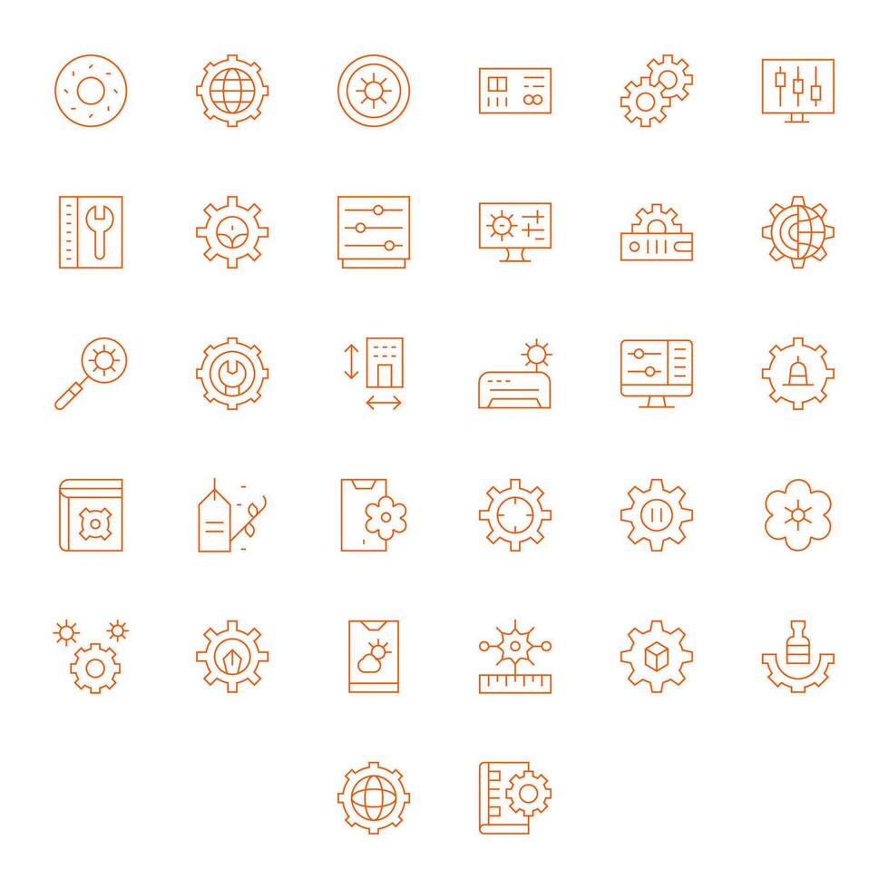 32 Icons inspired by Parameters in PIXEL Perfect 64x64 Thin Line quality vector