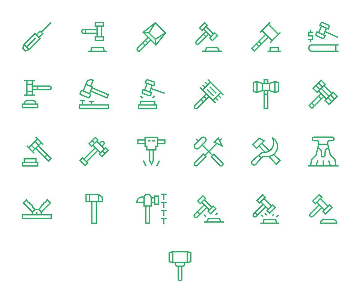 25 Regular Line PIXEL Perfect Icons tailored for Hammer 256x256 interface vector