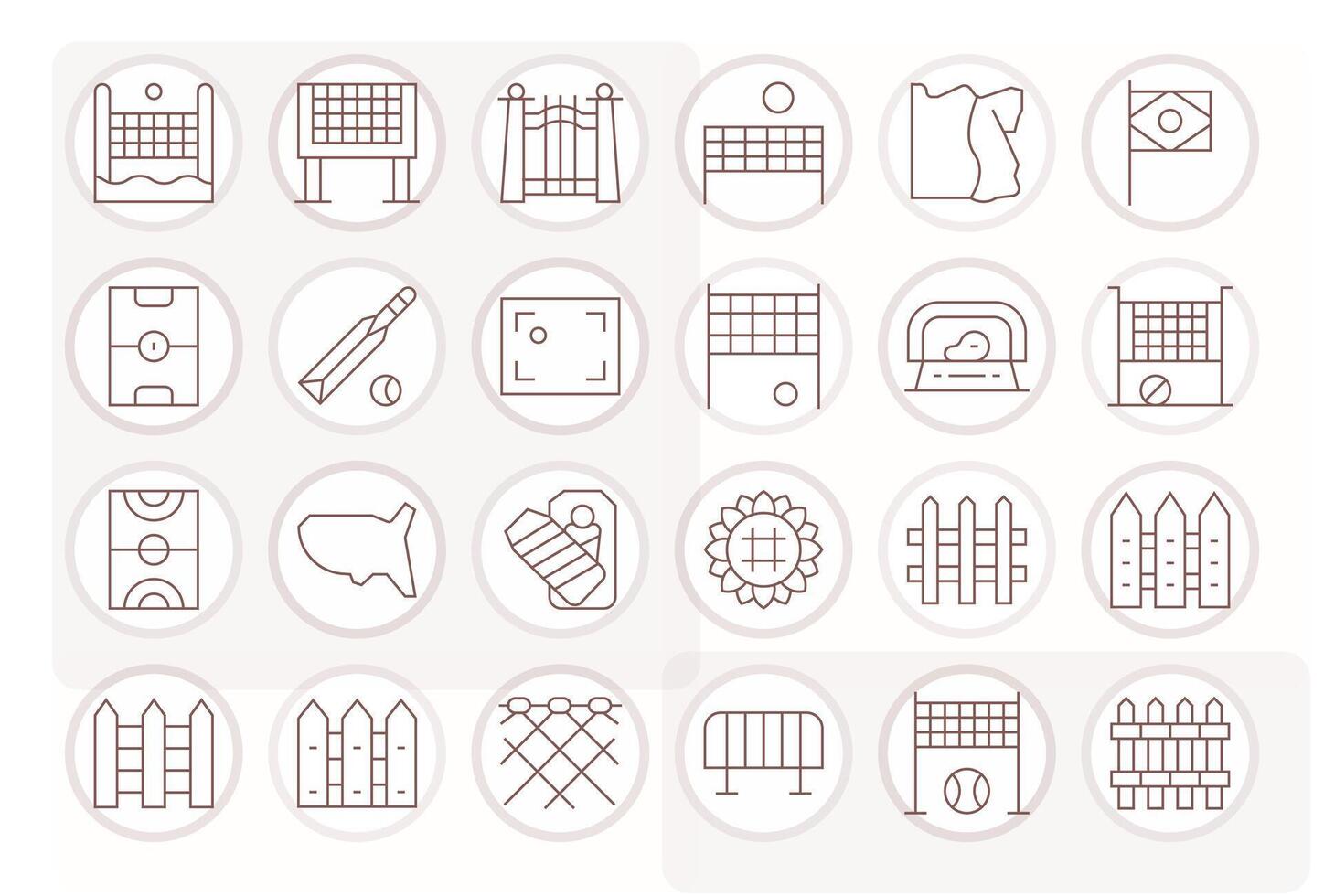 Boundary Icon Toolkit featuring 24 Pixel Aligned 64x64 Thin Line elements vector