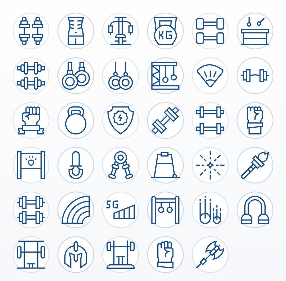 Strength Comprehensive Bundle with 35 Pixel Aligned Regular Line 256x256 Icons vector