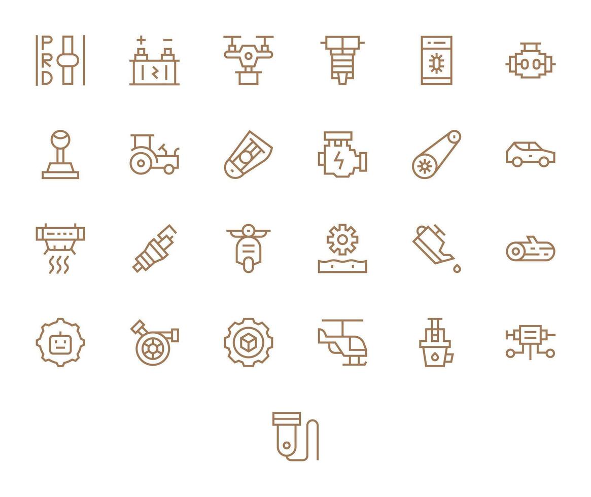 25 High Resolution Regular Line PIXEL Perfect Icons for Engine Projects vector