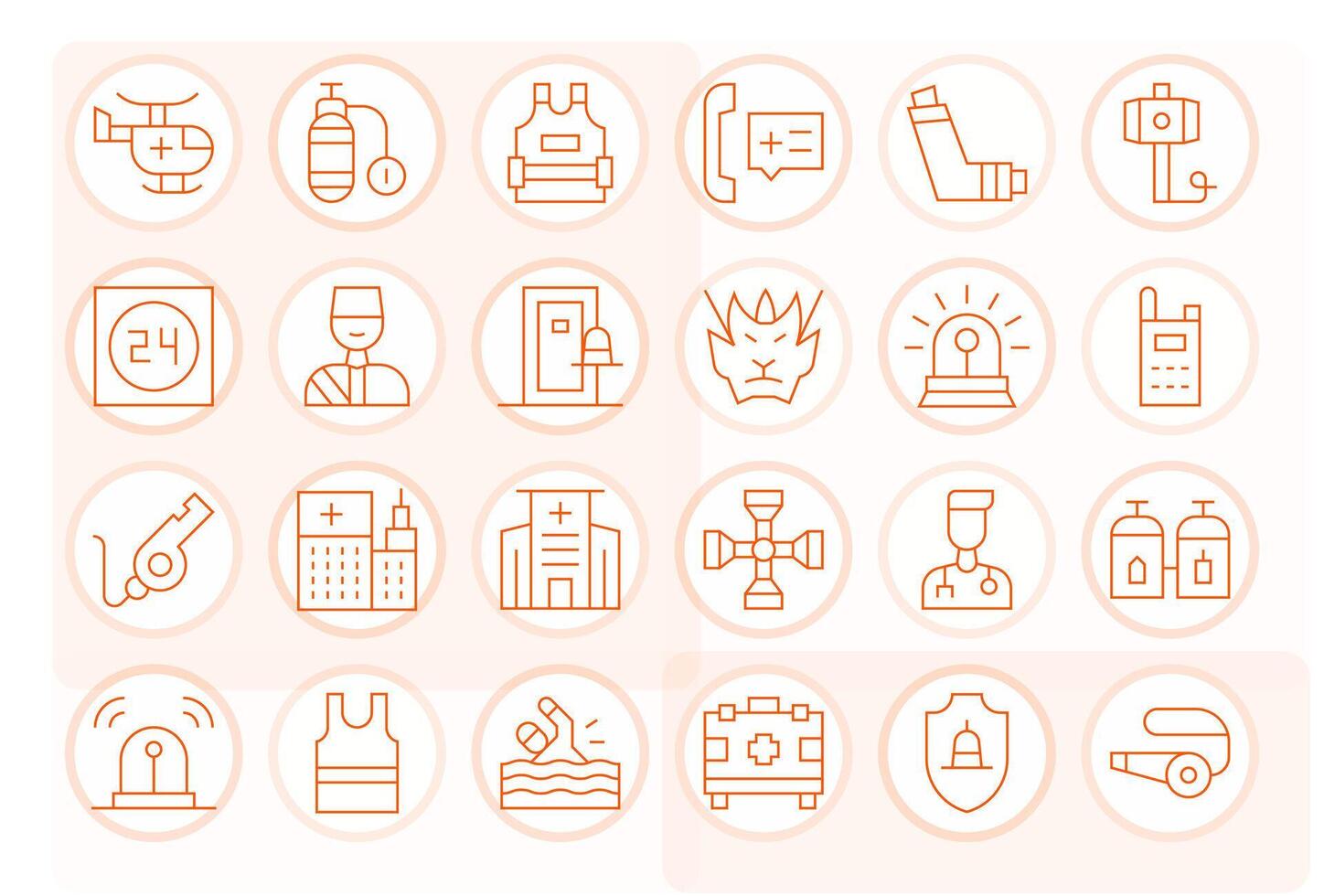 24 Thin Line Pixel Optimized Icons for Emergency Graphics vector
