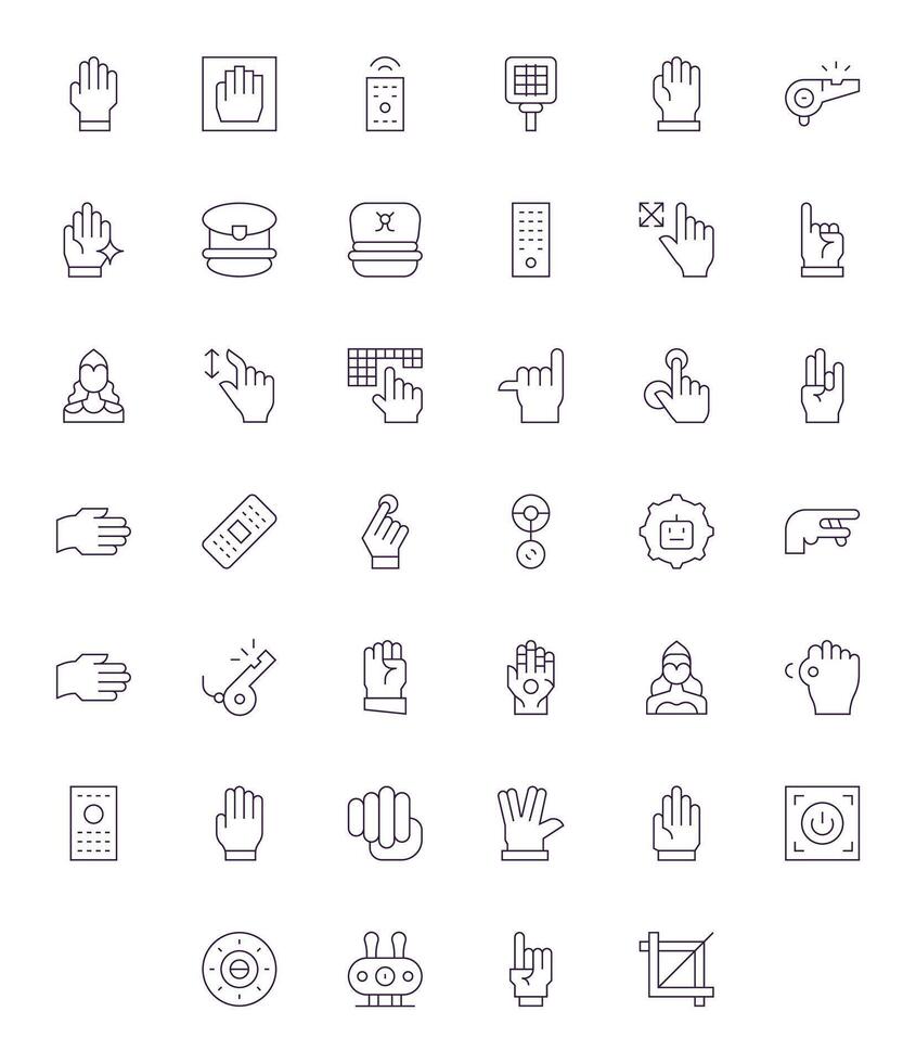 Command Icon Set with 40 Thin Line 256x256 Editable Graphics vector