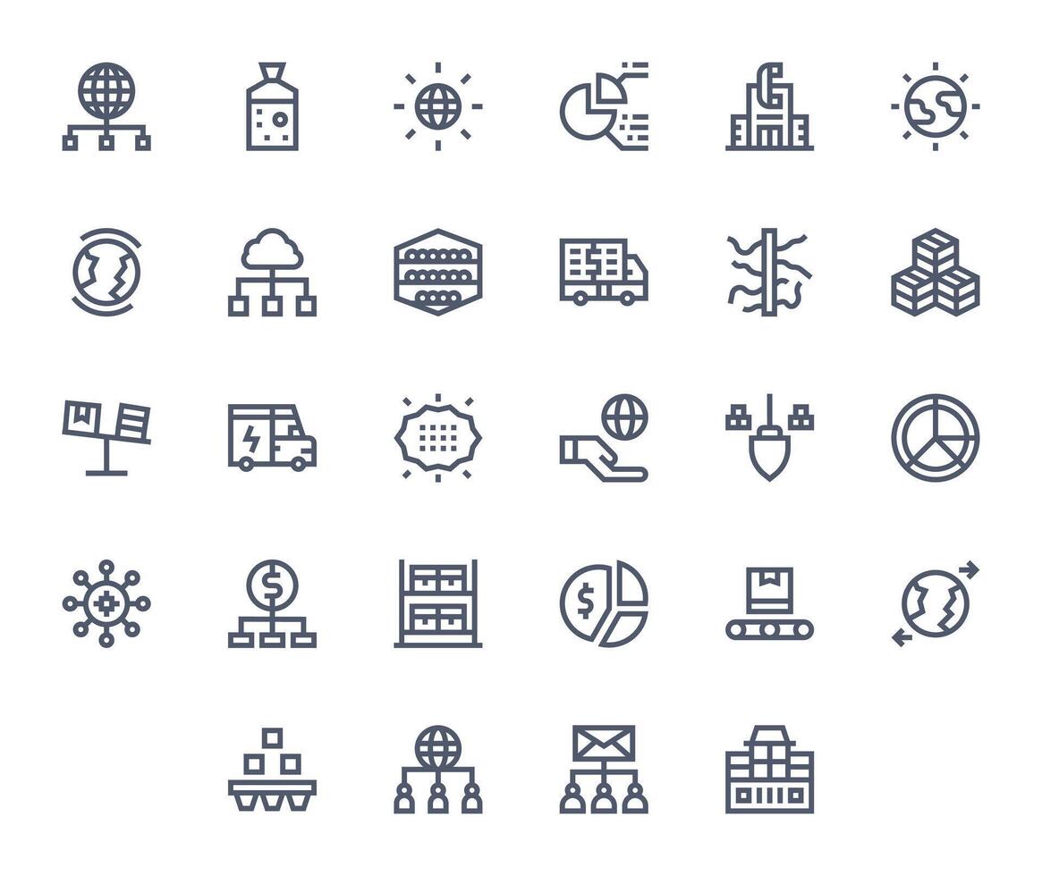 28 Pixel Aligned Bold Line Icons designed for Distribution Interface vector