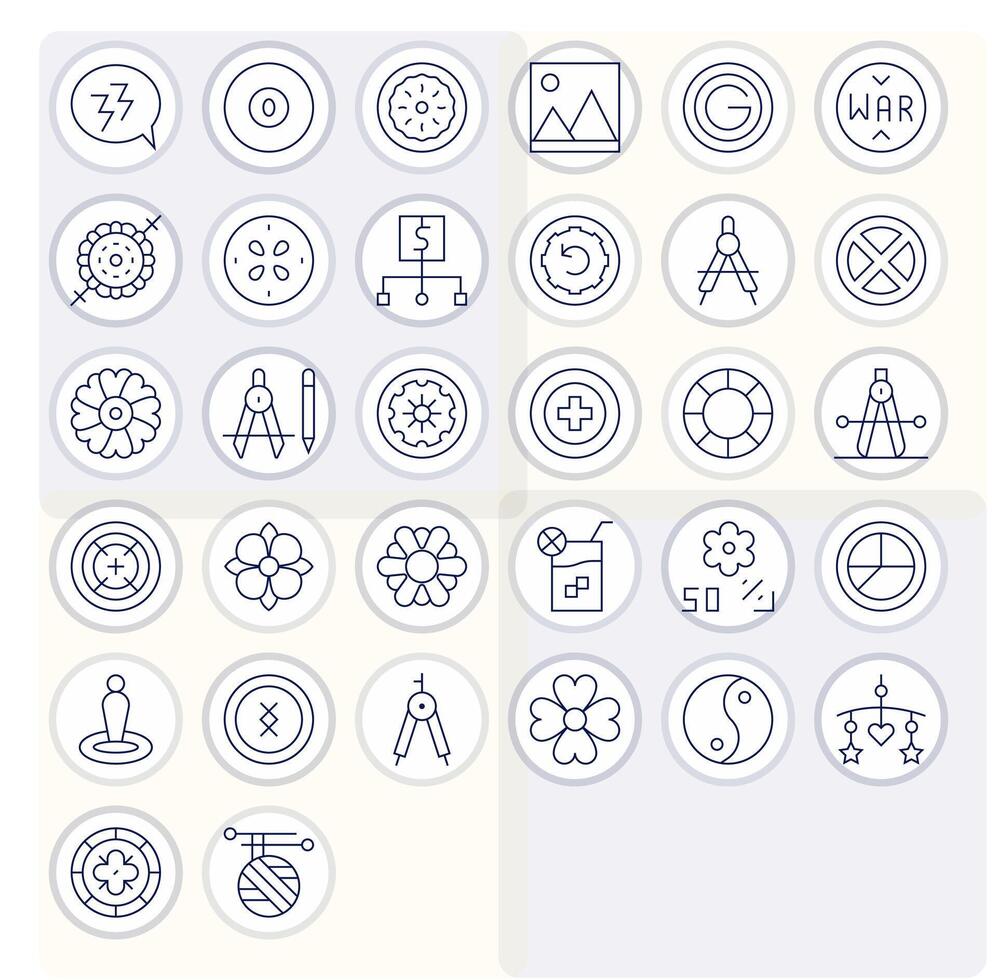 Circle Design Icons featuring 32 Display Perfect Thin Line Style vector