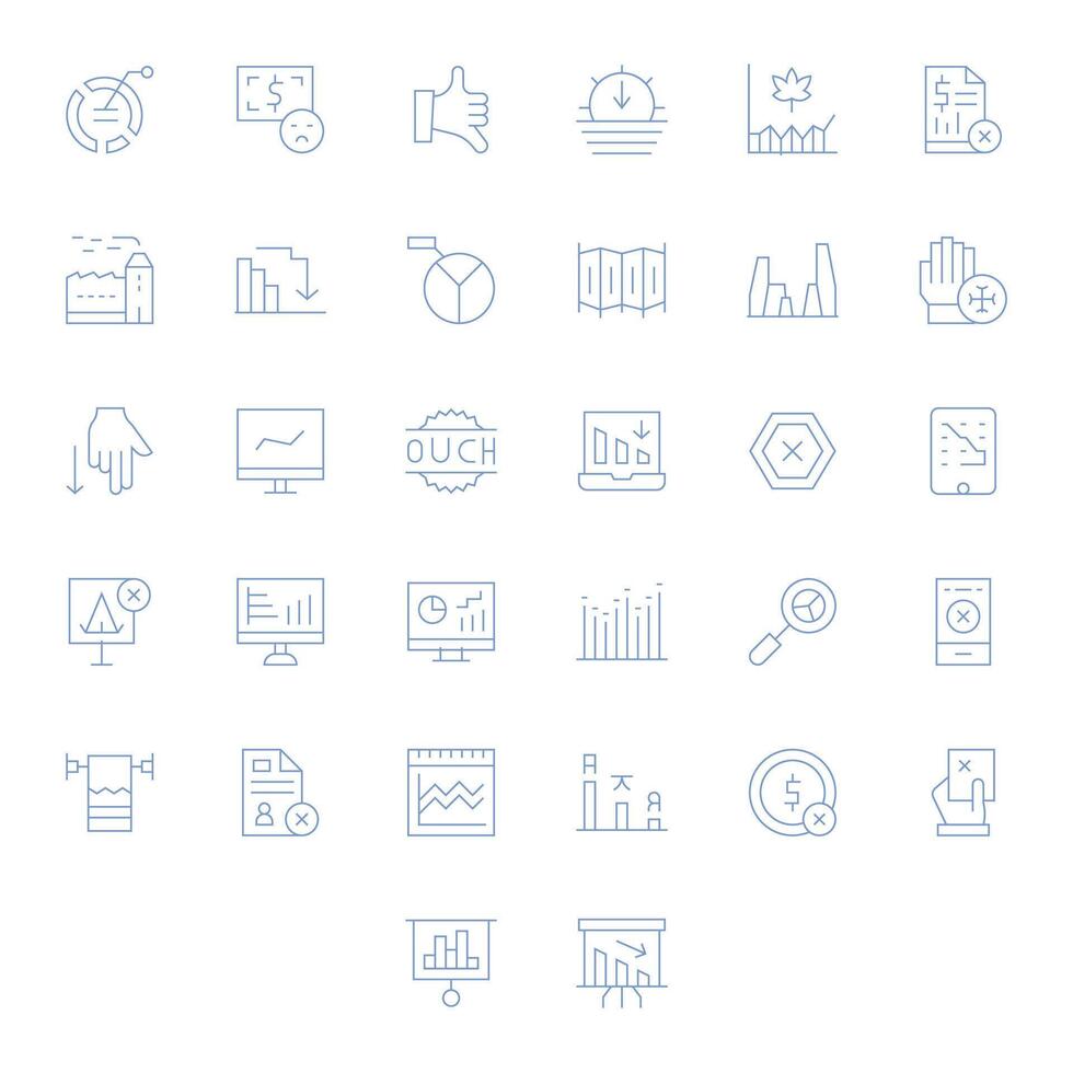 32 64x64 Thin Line Icons optimized for Decline Pixel Optimized display vector