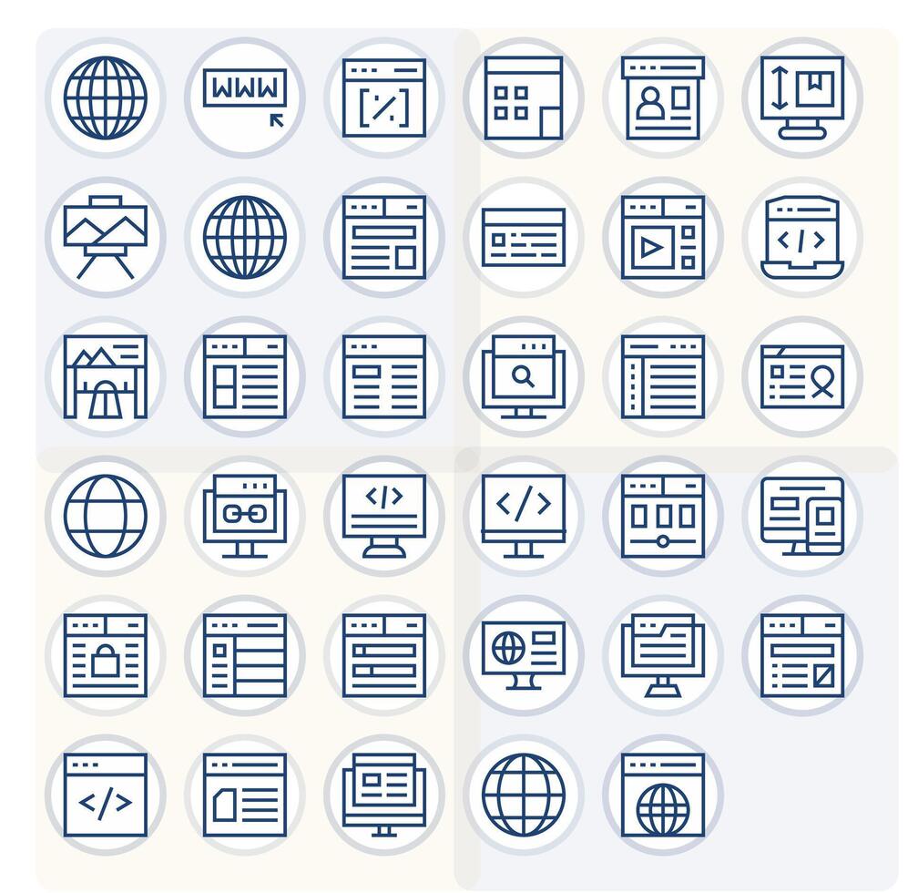 35 Pixel Aligned Regular Line Icons from Web Page Collection vector