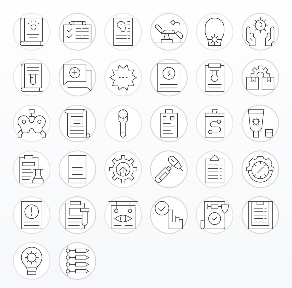 32 Thin Line Icons for Procedure in crisp 256x256 PIXEL Perfect resolution vector
