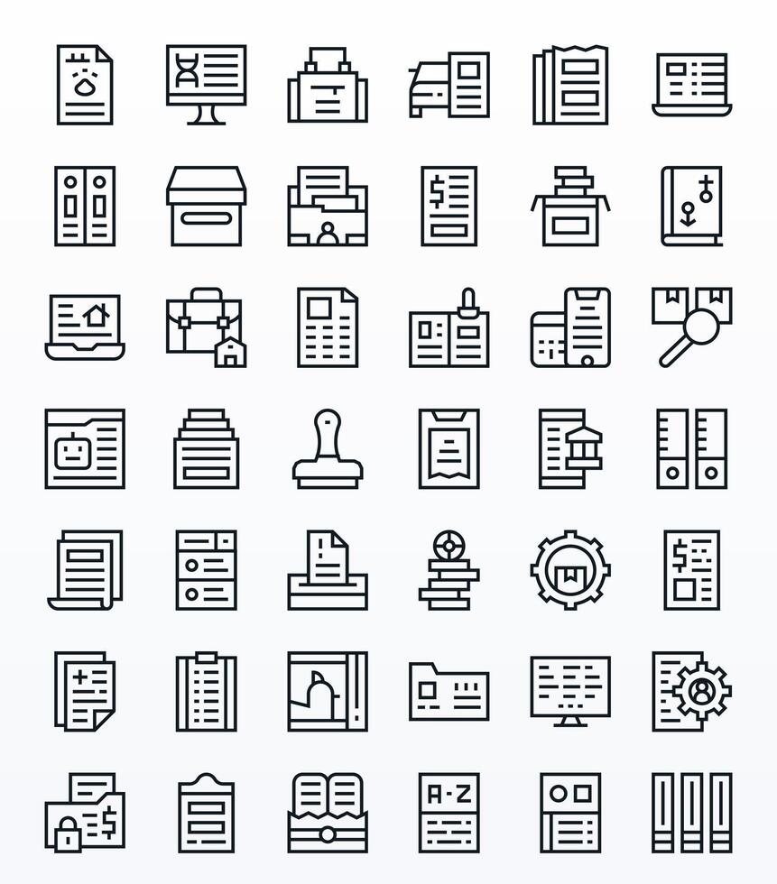 42 Retina Ready Regular Line Icons optimized for Records Pixel Aligned display vector