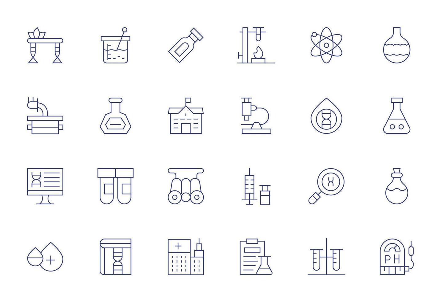 Lab Icon Toolkit featuring 24 Pixel Aligned Retina Ready Thin Line elements vector