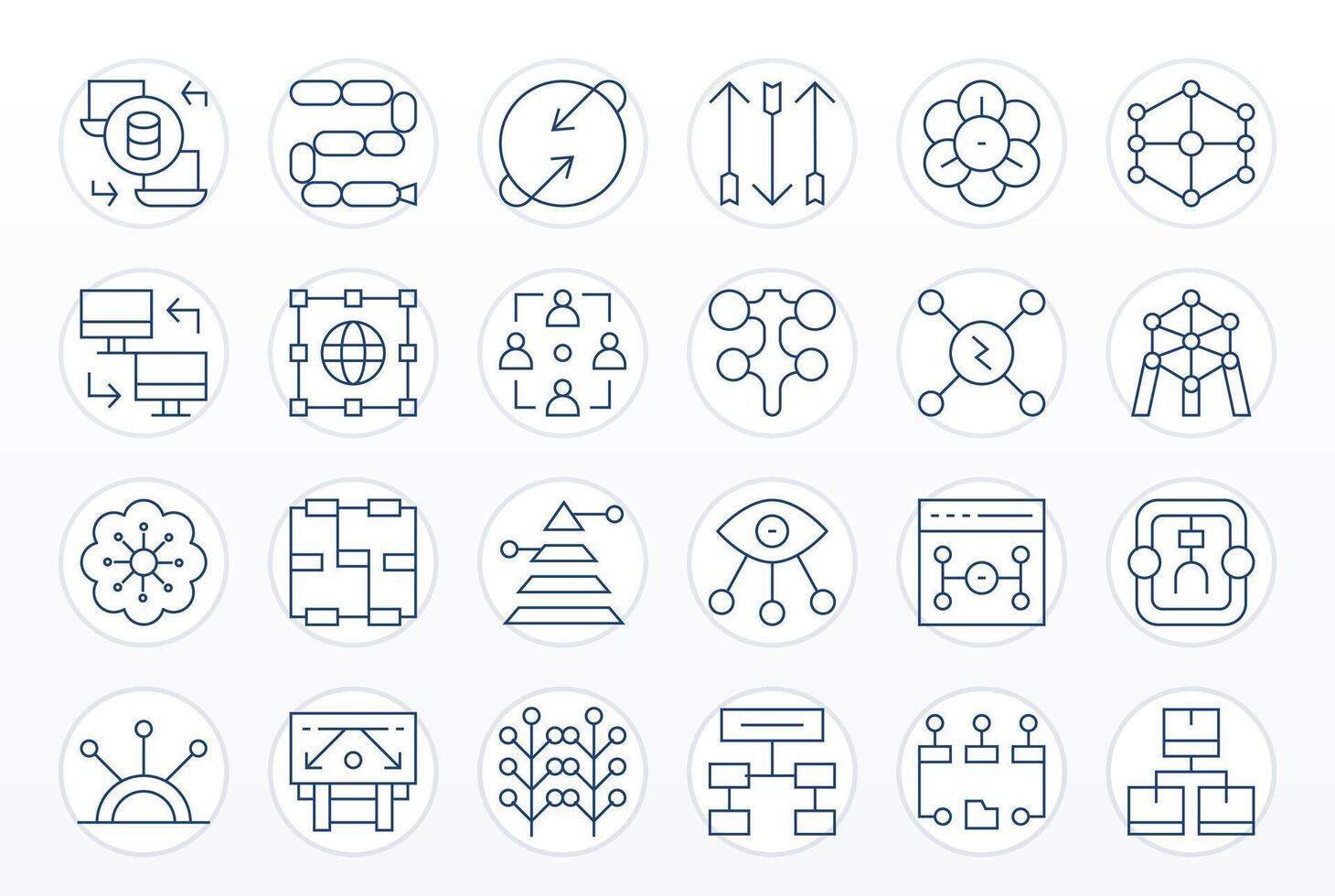 Data Flow featuring 24 High Resolution Icons in Thin Line Design vector