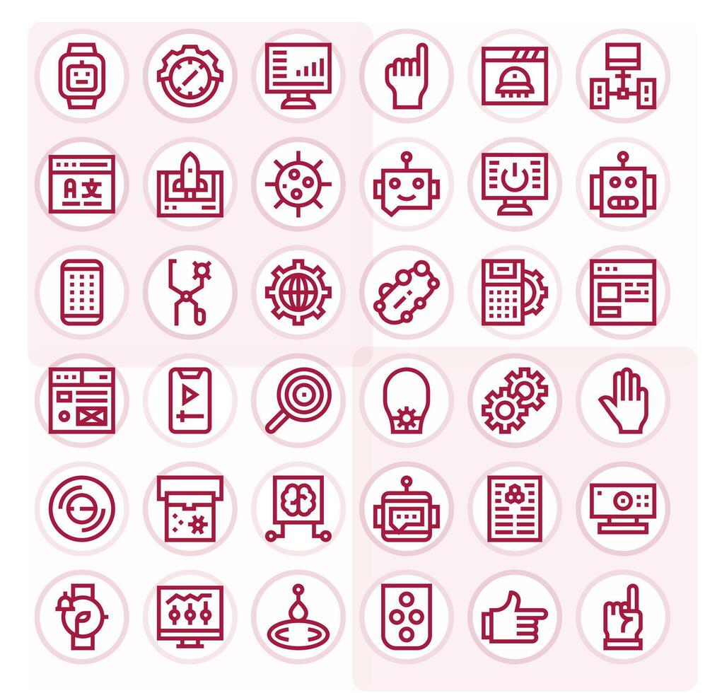 36 128x128 Bold Line Pixel Optimized Icons for Interface Projects vector