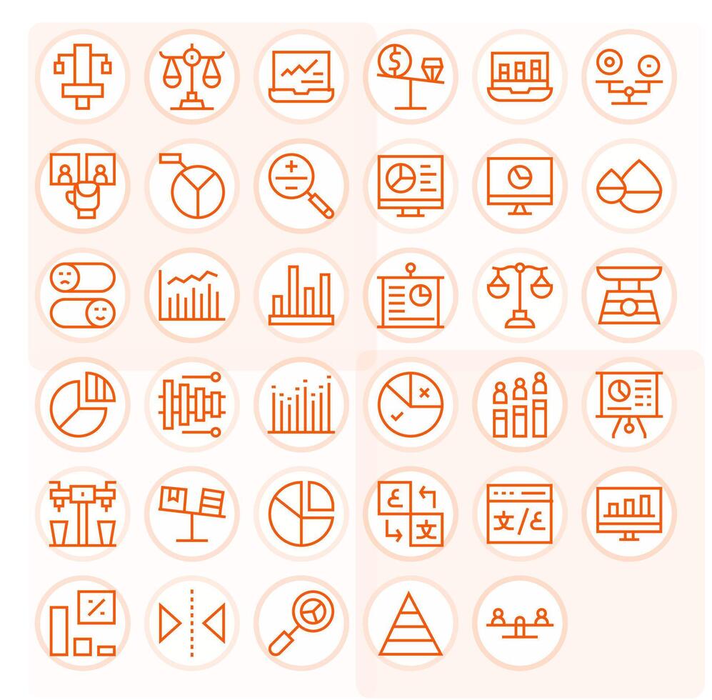Comparison Scalable Set featuring 35 Pixel Optimized Regular Line High Resolution Icons vector