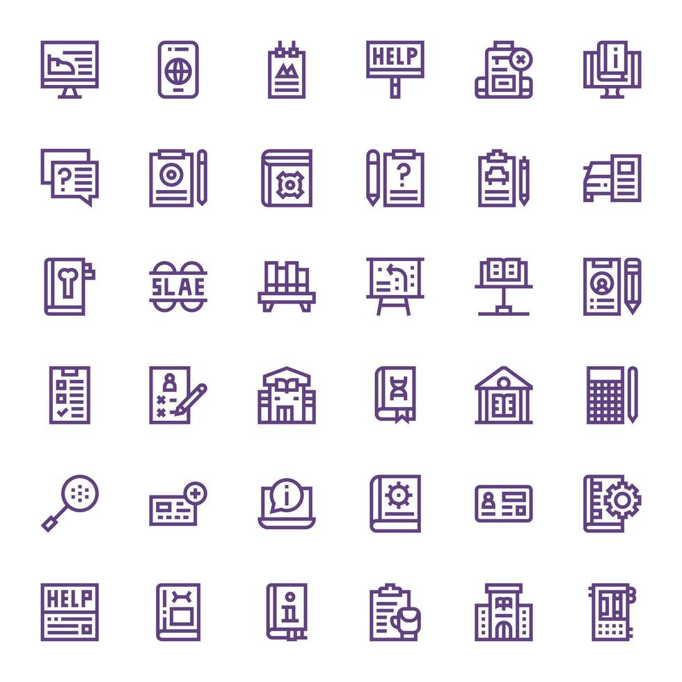 36 Bold Line Icons for Documentation in crisp 128x128 Editable resolution vector