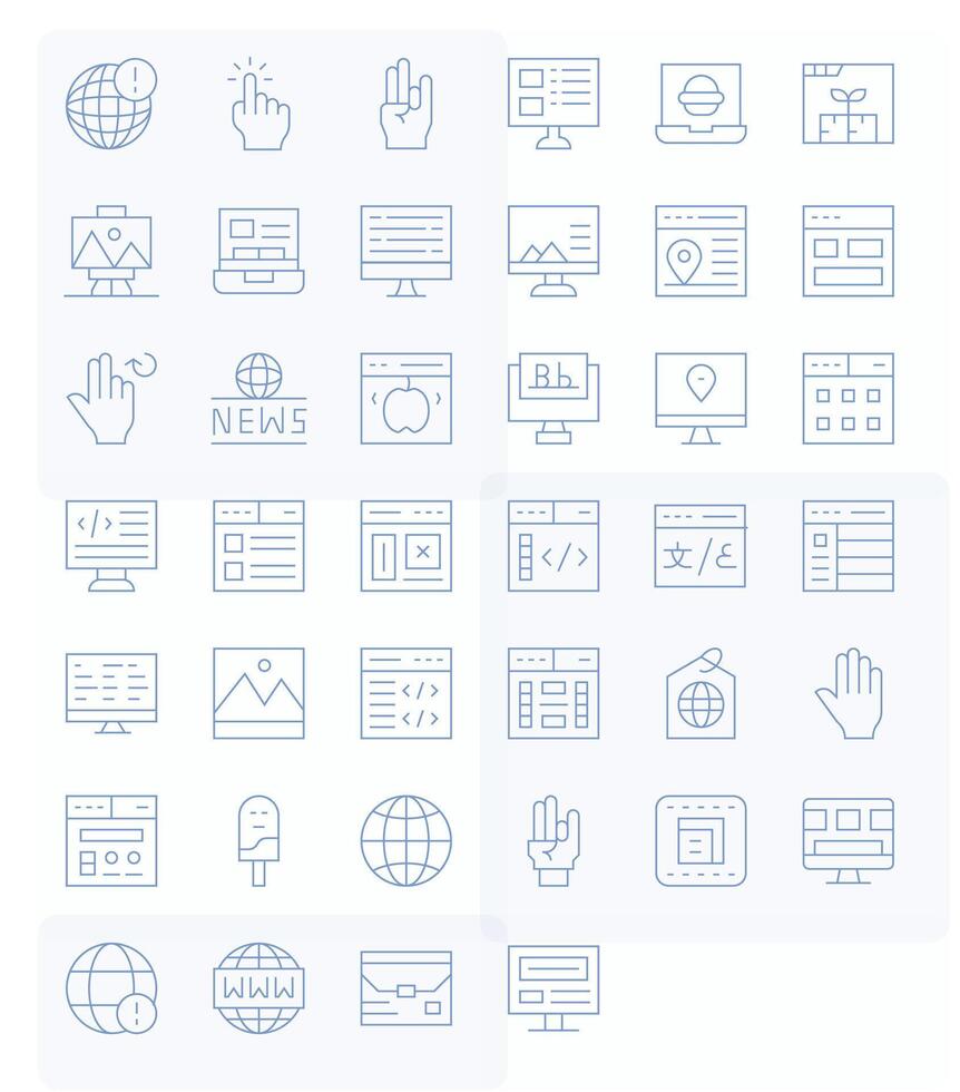 Website Visual Pack containing 40 Thin Line Pixel Optimized Icons vector