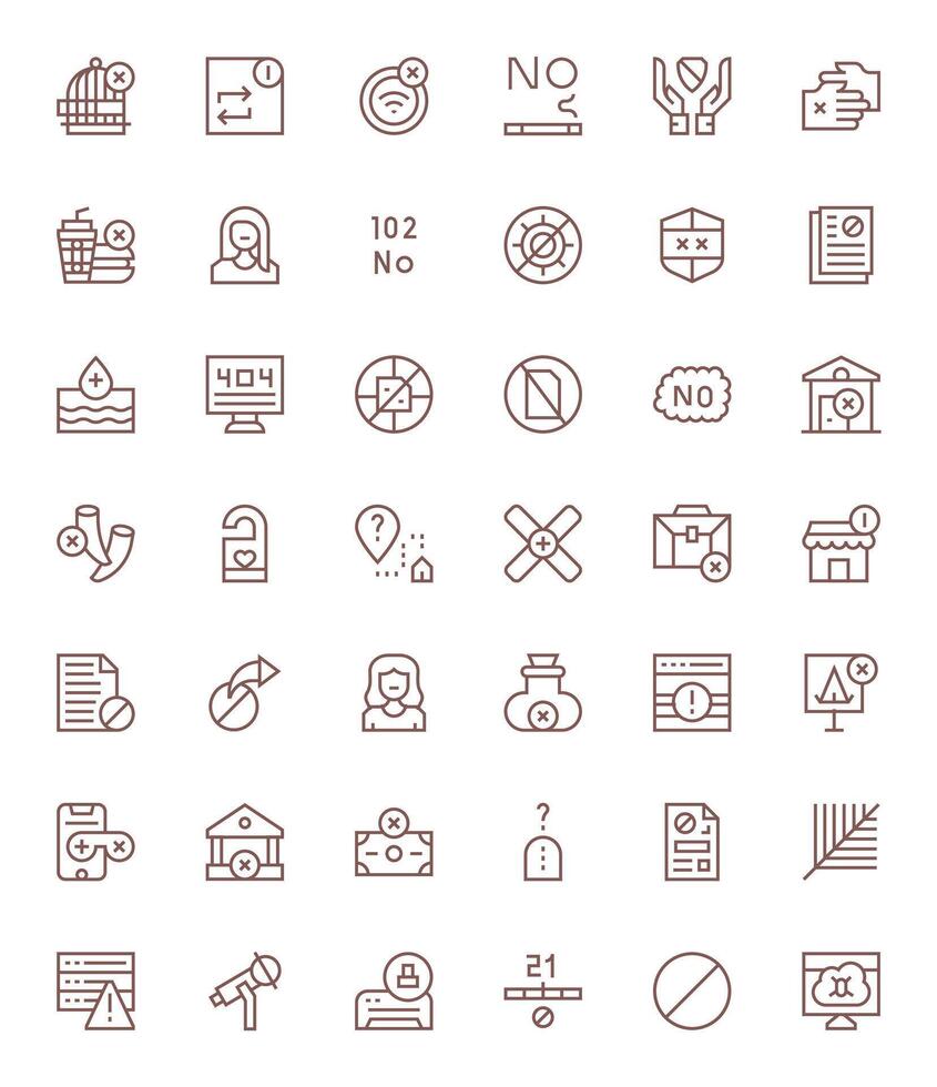 42 Regular Line Icons designed for Unavailable in 64x64 Display Perfect format vector