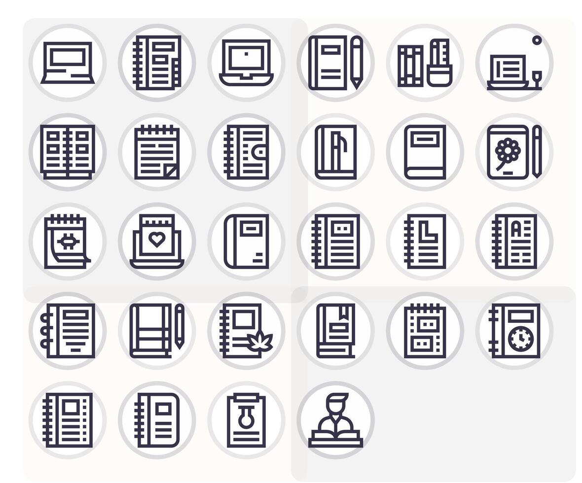 28 Bold Line Icons designed for Notebook in 256x256 Editable format vector