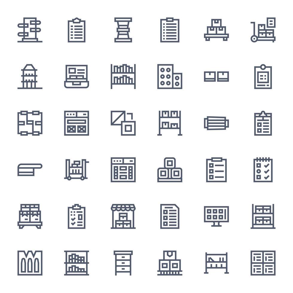 36 Bold Line Icons for Boxes in crisp High Resolution Pixel Aligned resolution vector
