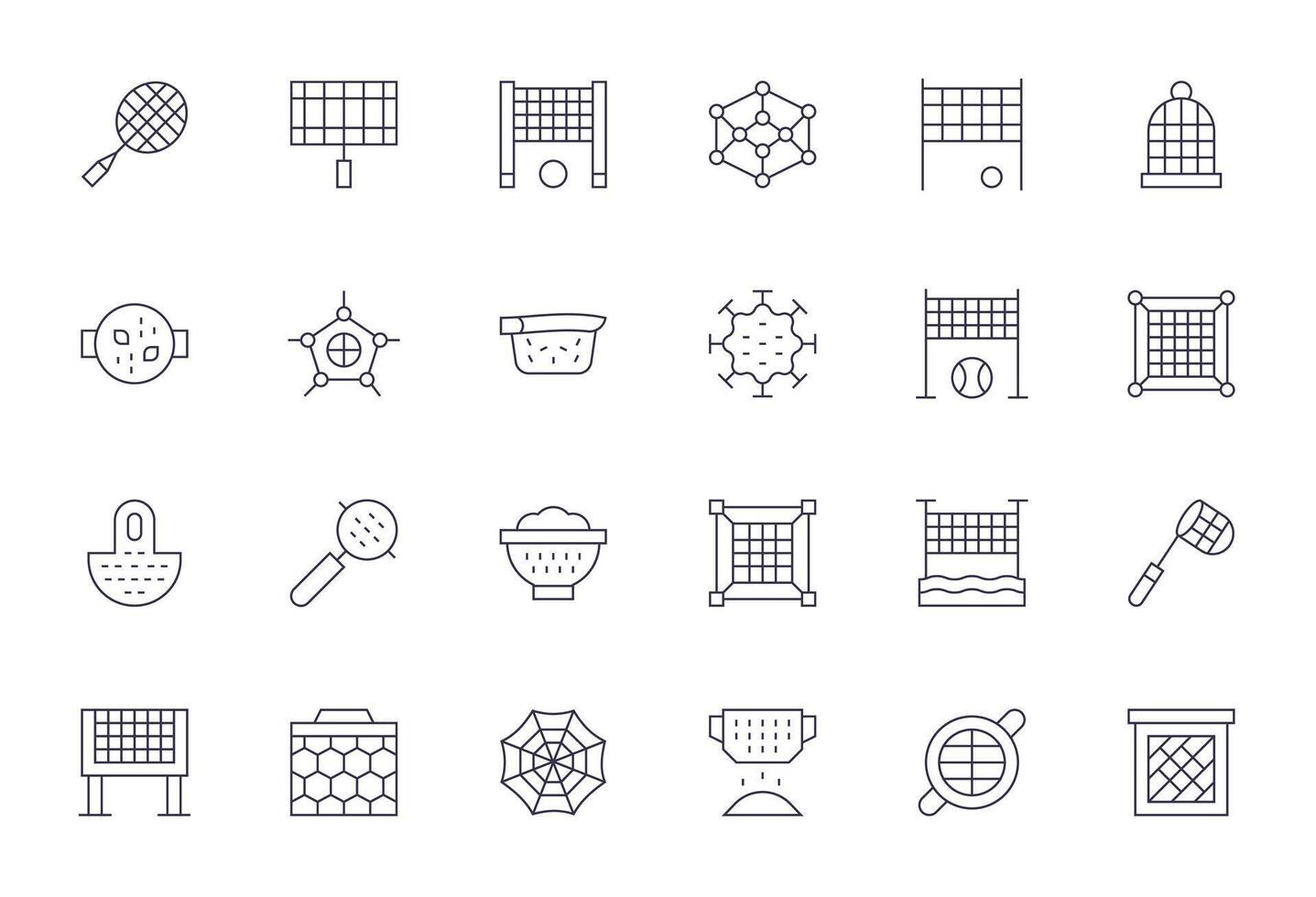 24 Icons inspired by Mesh in Pixel Optimized High Resolution Thin Line quality vector