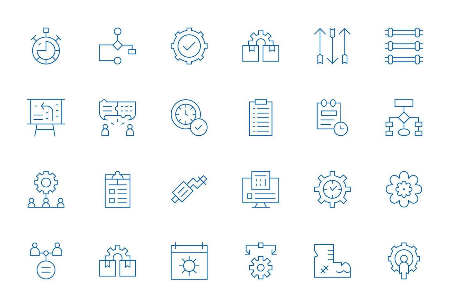 Workflow Modern Collection with 24 Thin Line High Resolution Pixel Aligned Icons vector