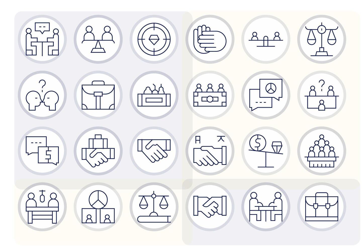 Negotiation Icon Repository containing 24 Thin Line High Resolution Grid Fitted graphics vector