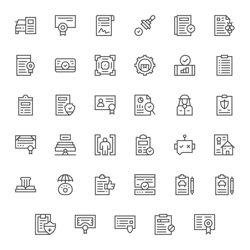 35 256x256 Regular Line Icons optimized for Compliance Pixel Aligned display vector