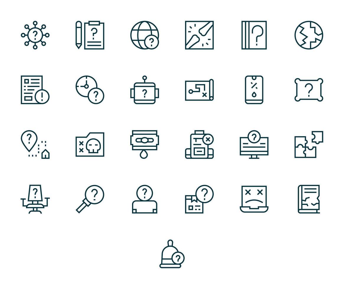 25 Icons inspired by Missing in Display Perfect 64x64 Regular Line quality vector