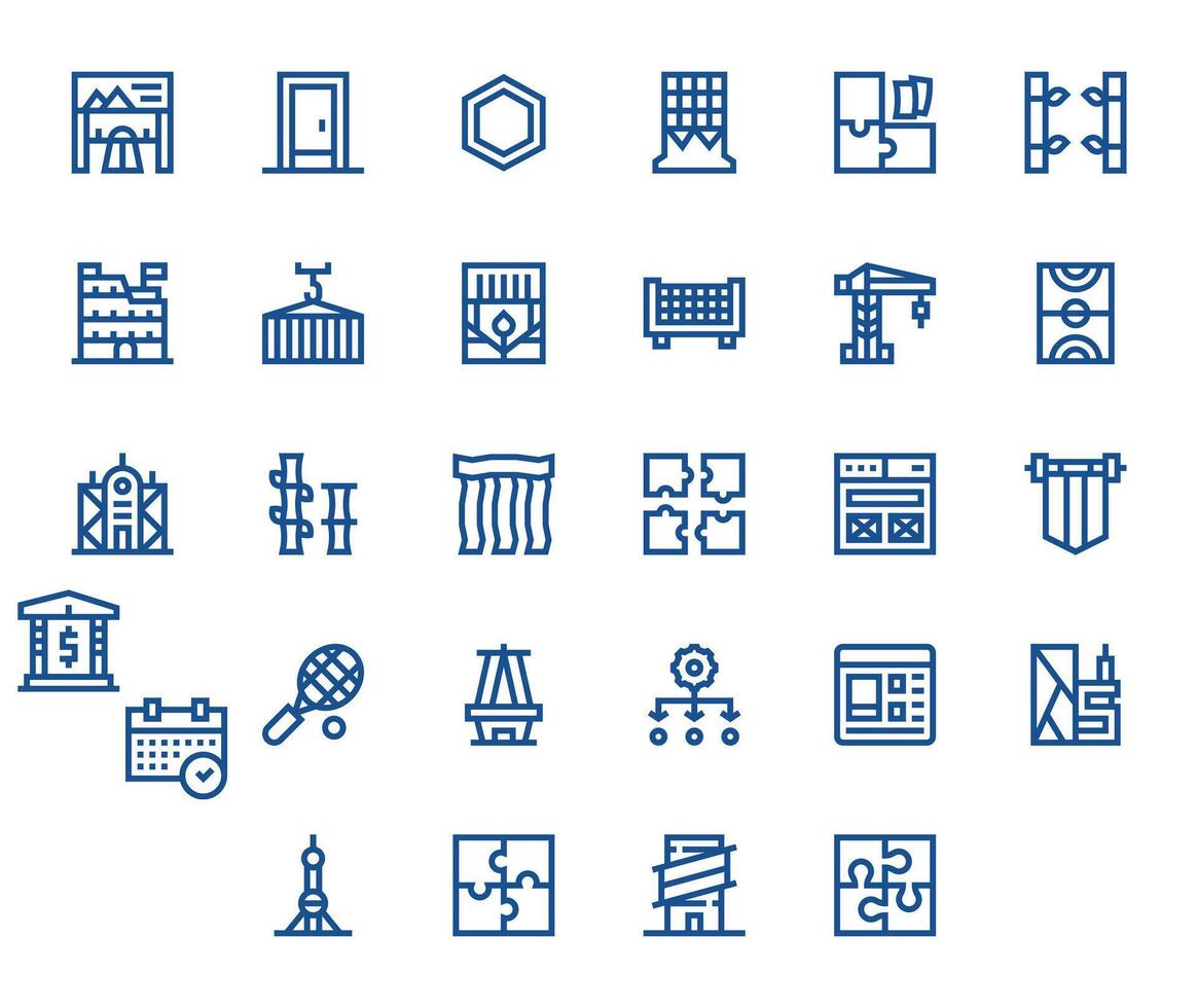 Bold Line Style Framework Icons with 28 64x64 Display Perfect Designs vector