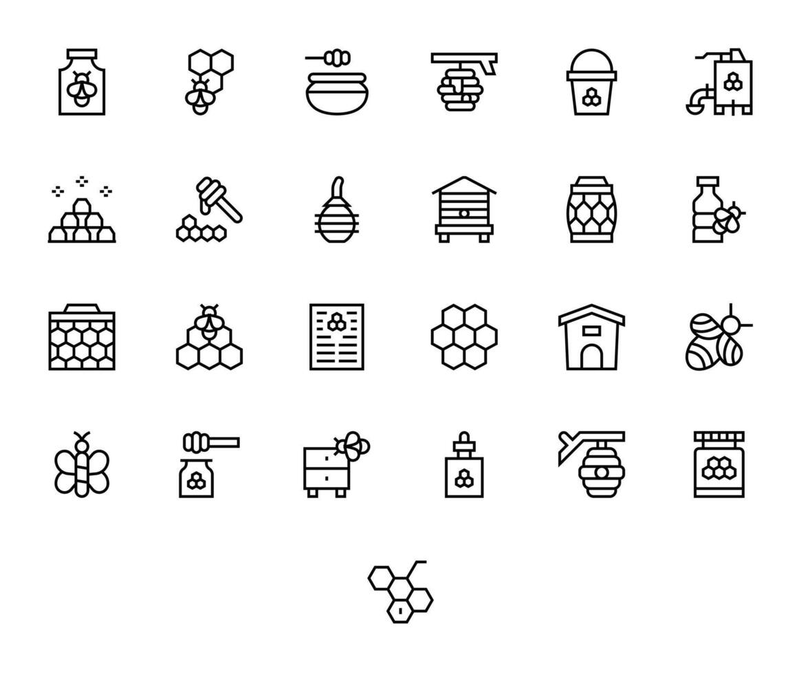 25 Icons inspired by Apiary in Display Perfect 128x128 Regular Line quality vector