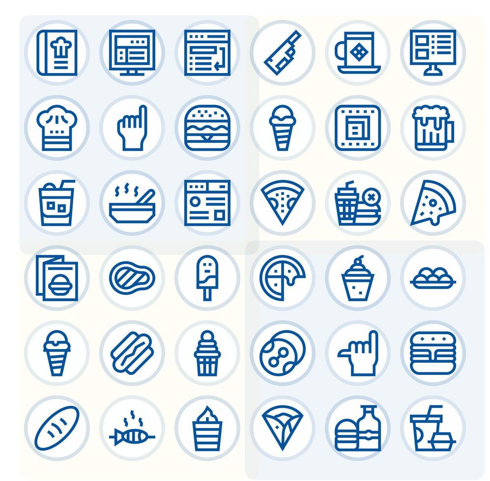 Menu Icon Set with 36 Bold Line 256x256 Pixel Aligned Graphics vector
