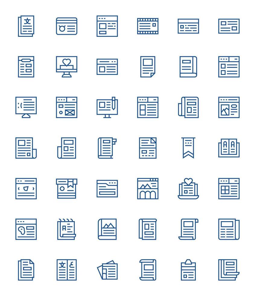 Article Essential Set including 42 Pixel Optimized Regular Line 256x256 Icons vector