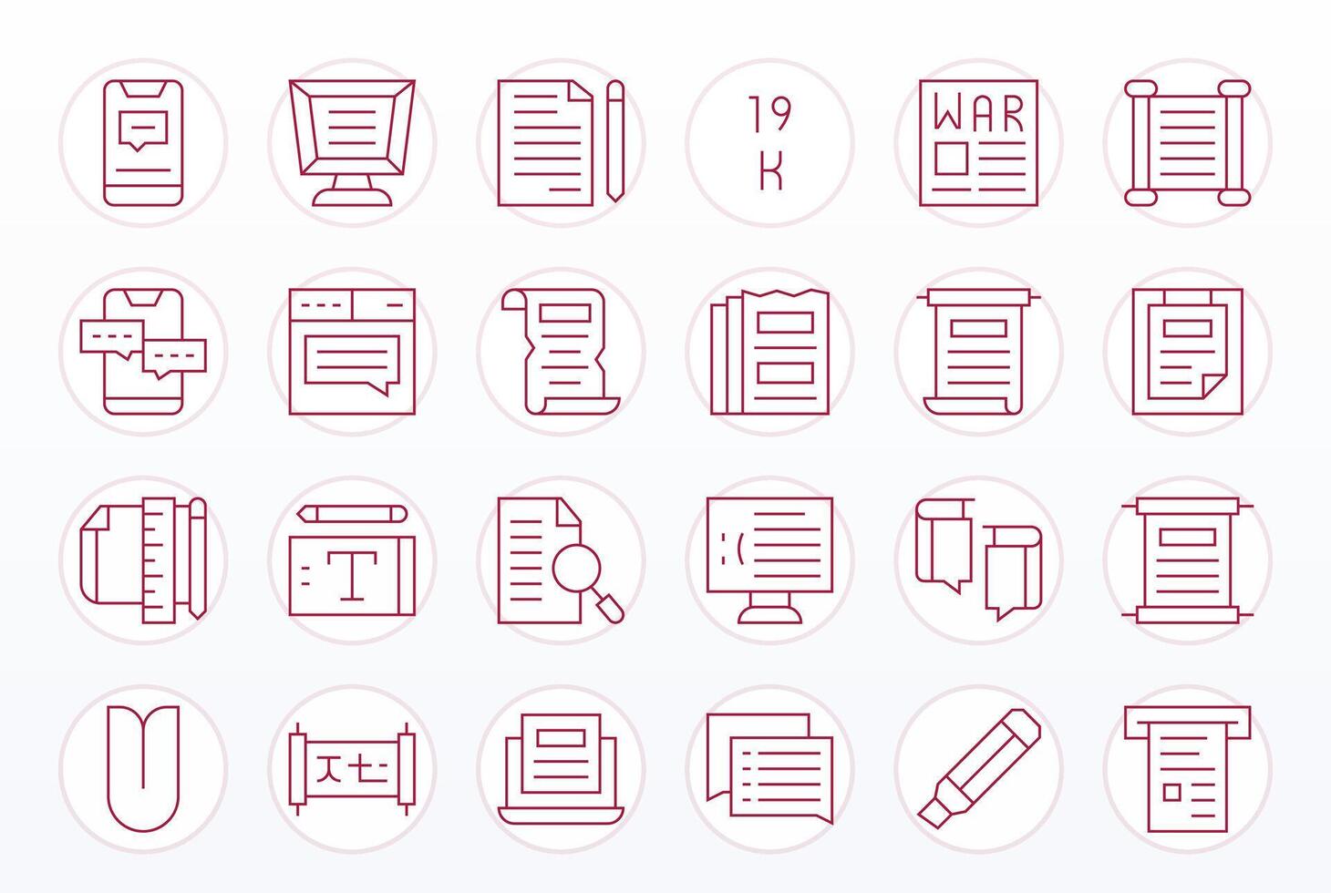 Text Essential Set including 24 Pixel Optimized Thin Line Retina Ready Icons vector