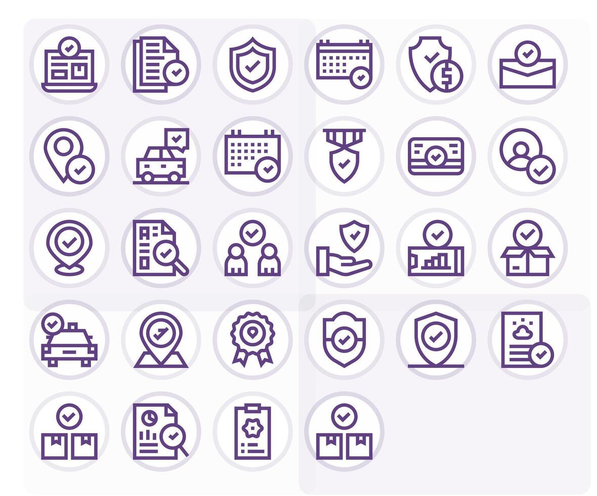Confirmed Icon Set with 28 Bold Line 64x64 Display Perfect Graphics vector