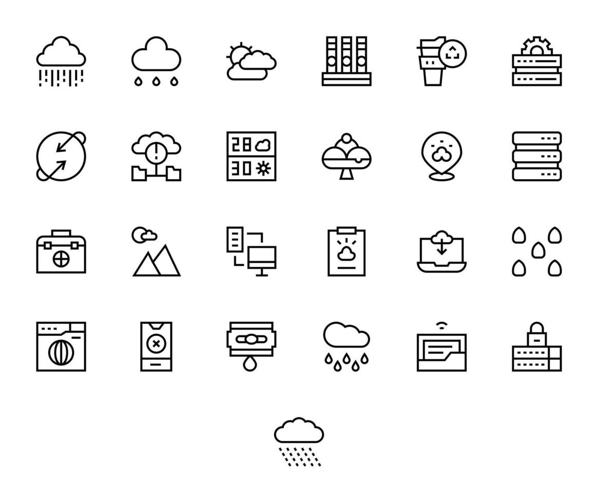 25 Regular Line Icons designed for Cloud in Retina Ready Display Perfect format vector