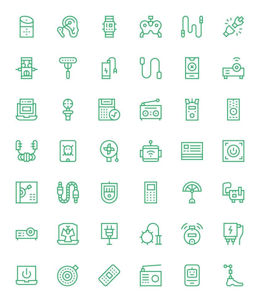 Device Comprehensive Bundle with 42 PIXEL Perfect Regular Line 64x64 Icons vector
