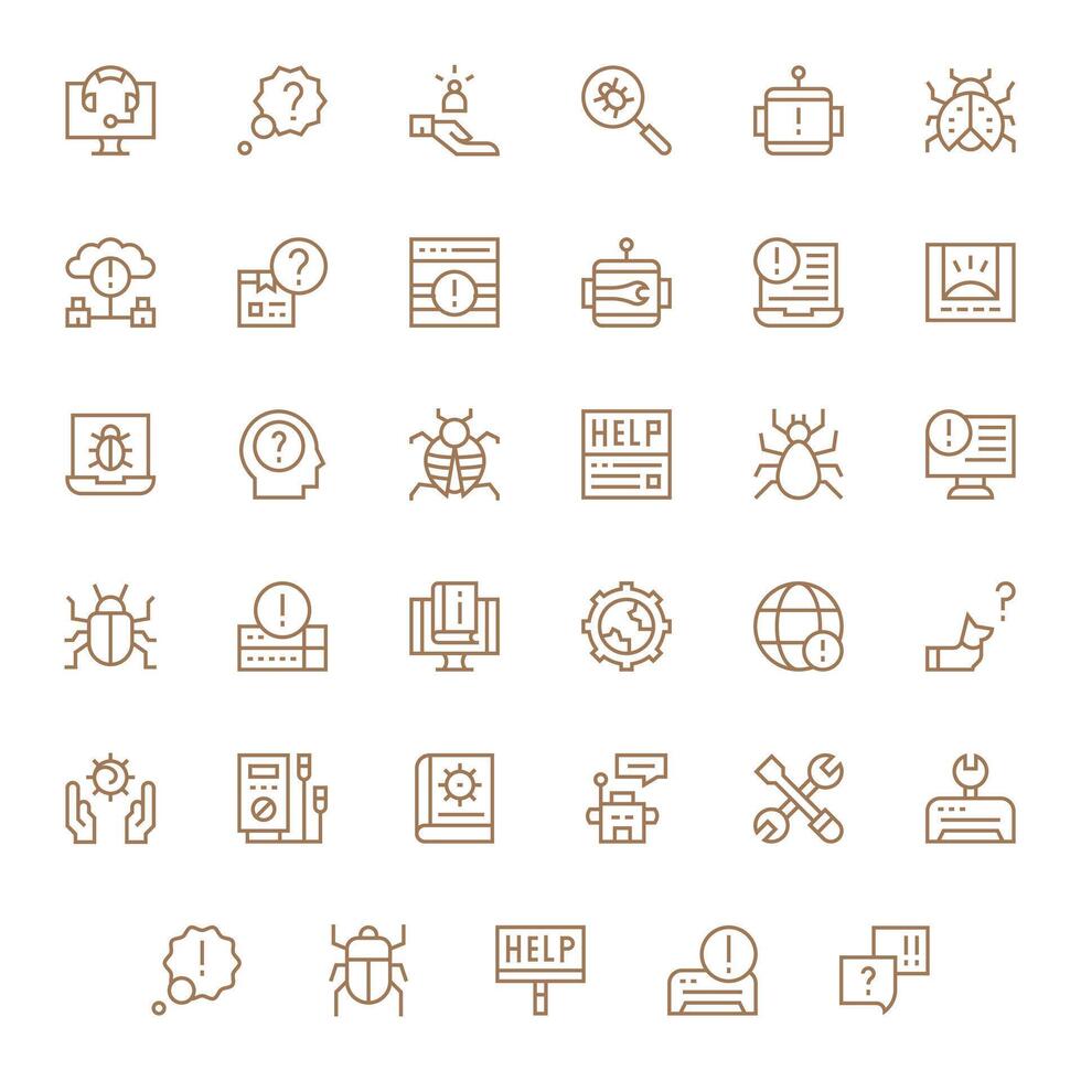 solución de problemas editable conjunto con 35 64 x 64 regular línea íconos vector